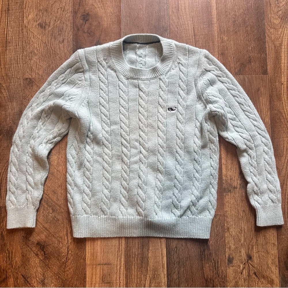 Vineyard Vines Ice Blue Cable Knit Sweater Girls 5 | Cozy Holiday Cashmere Ski